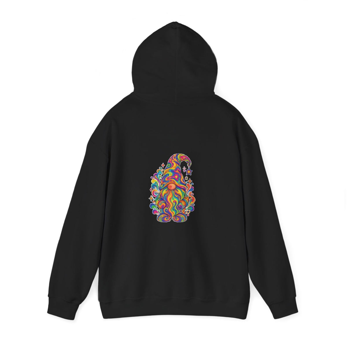 Hoodie mit buntem psychedelischem Wichtel-Motiv