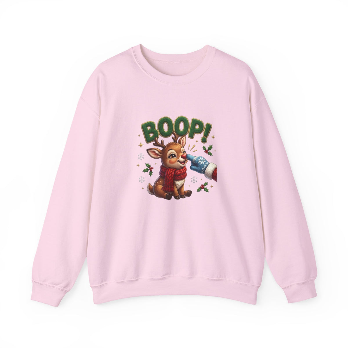 Weihnachtssweatshirt mit Rentier und „BOOP!“-Motiv