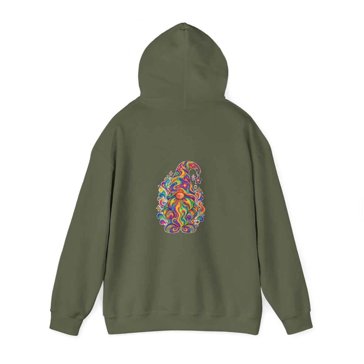 Hoodie mit buntem psychedelischem Wichtel-Motiv