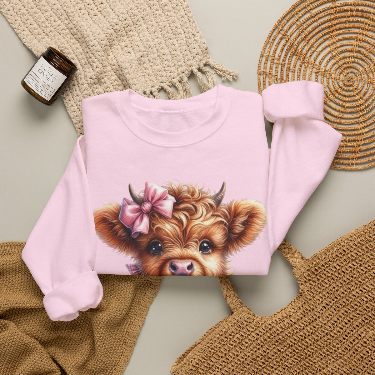 Sweatshirt mit Hochlandkalb und Erdbeerdrink