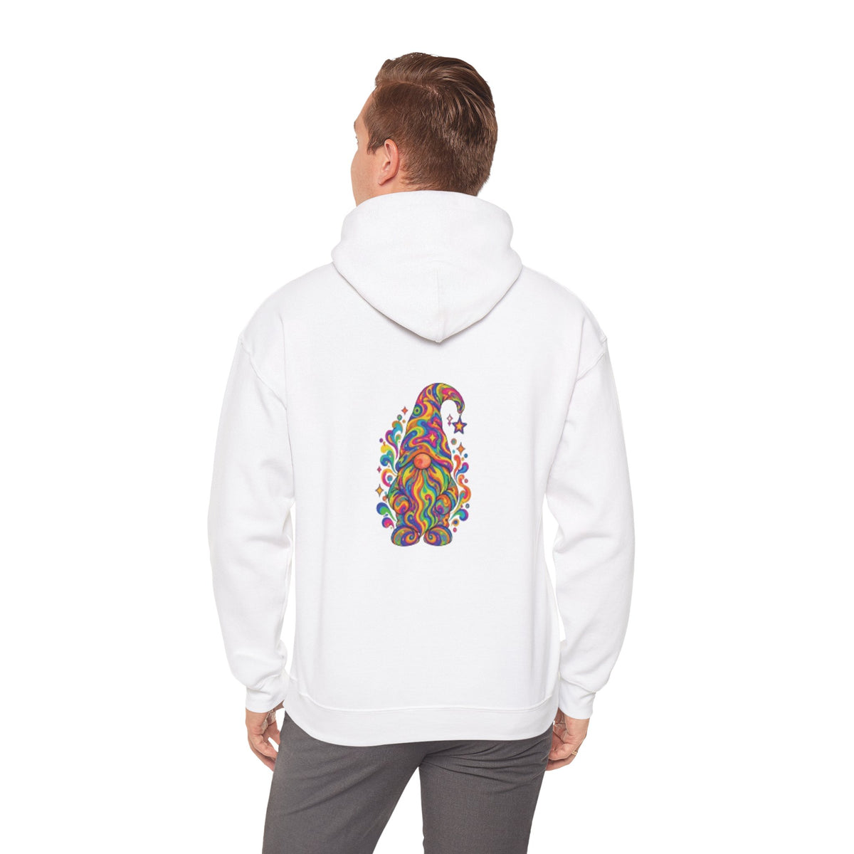 Hoodie mit buntem psychedelischem Wichtel-Motiv