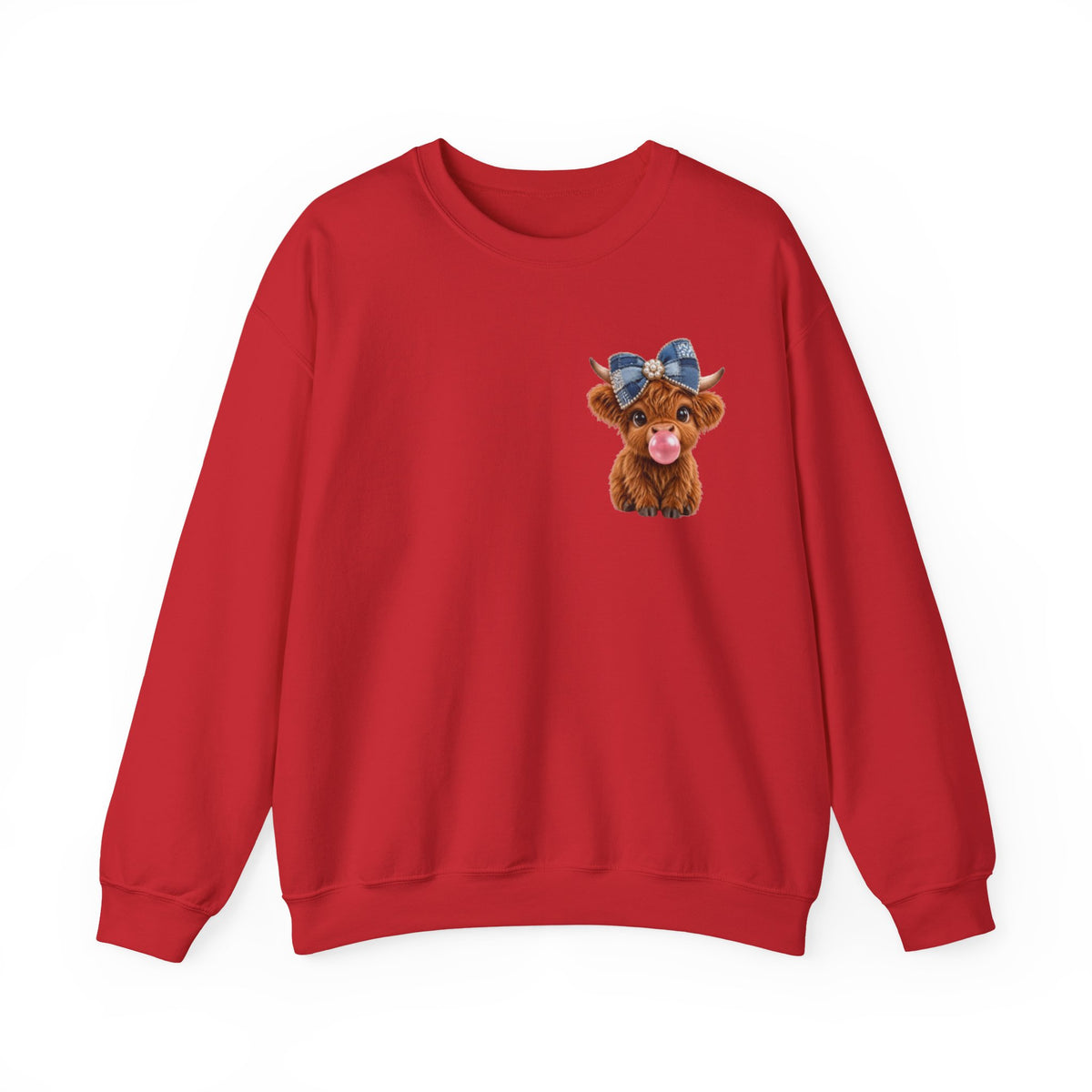 Sweatshirt mit niedlichem Hochlandrind – bestickt