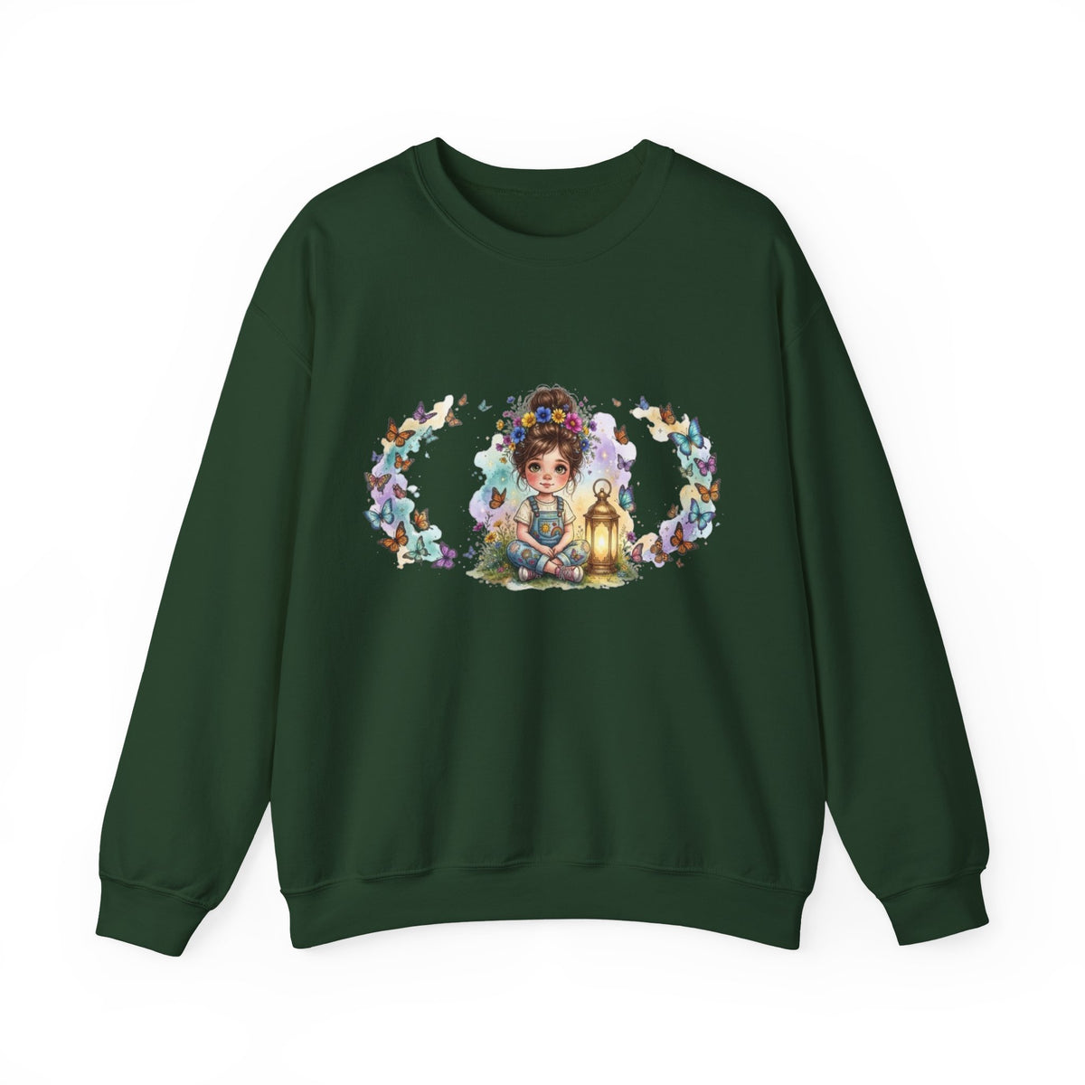 Sweatshirt mit Mädchen, Laterne und Schmetterlingen