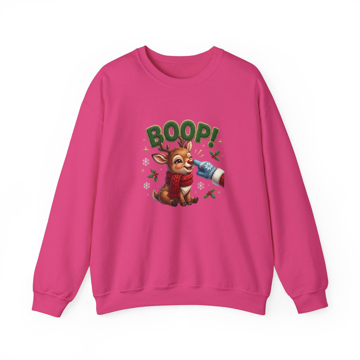 Weihnachtssweatshirt mit Rentier und „BOOP!“-Motiv