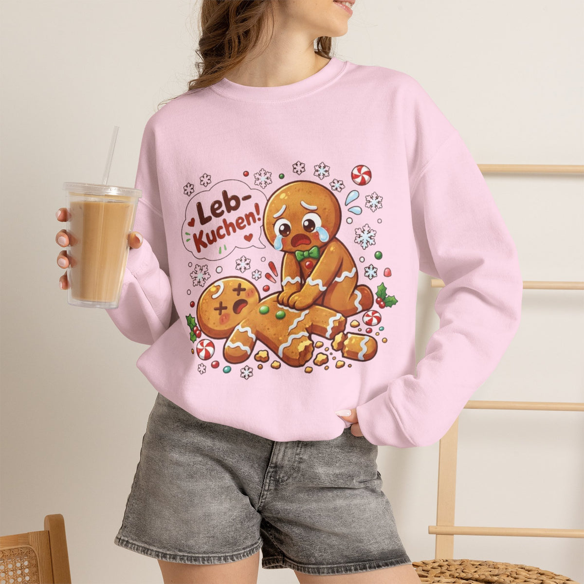 Weihnachtssweatshirt mit lustigem Lebkuchen-Motiv