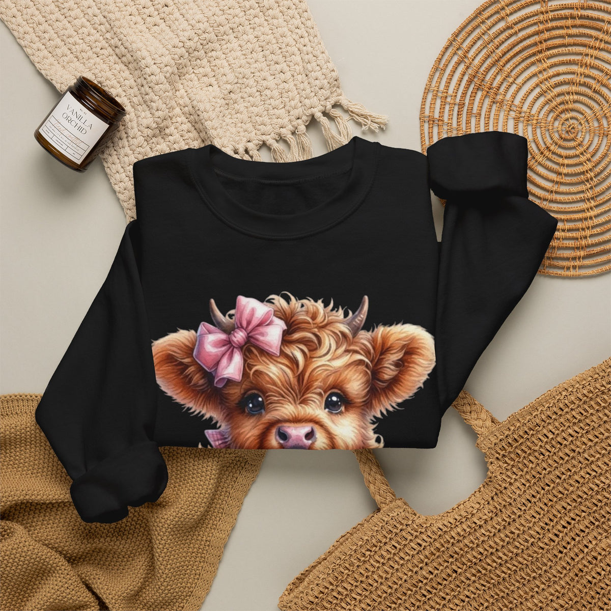 Sweatshirt mit Hochlandkalb und Erdbeerdrink