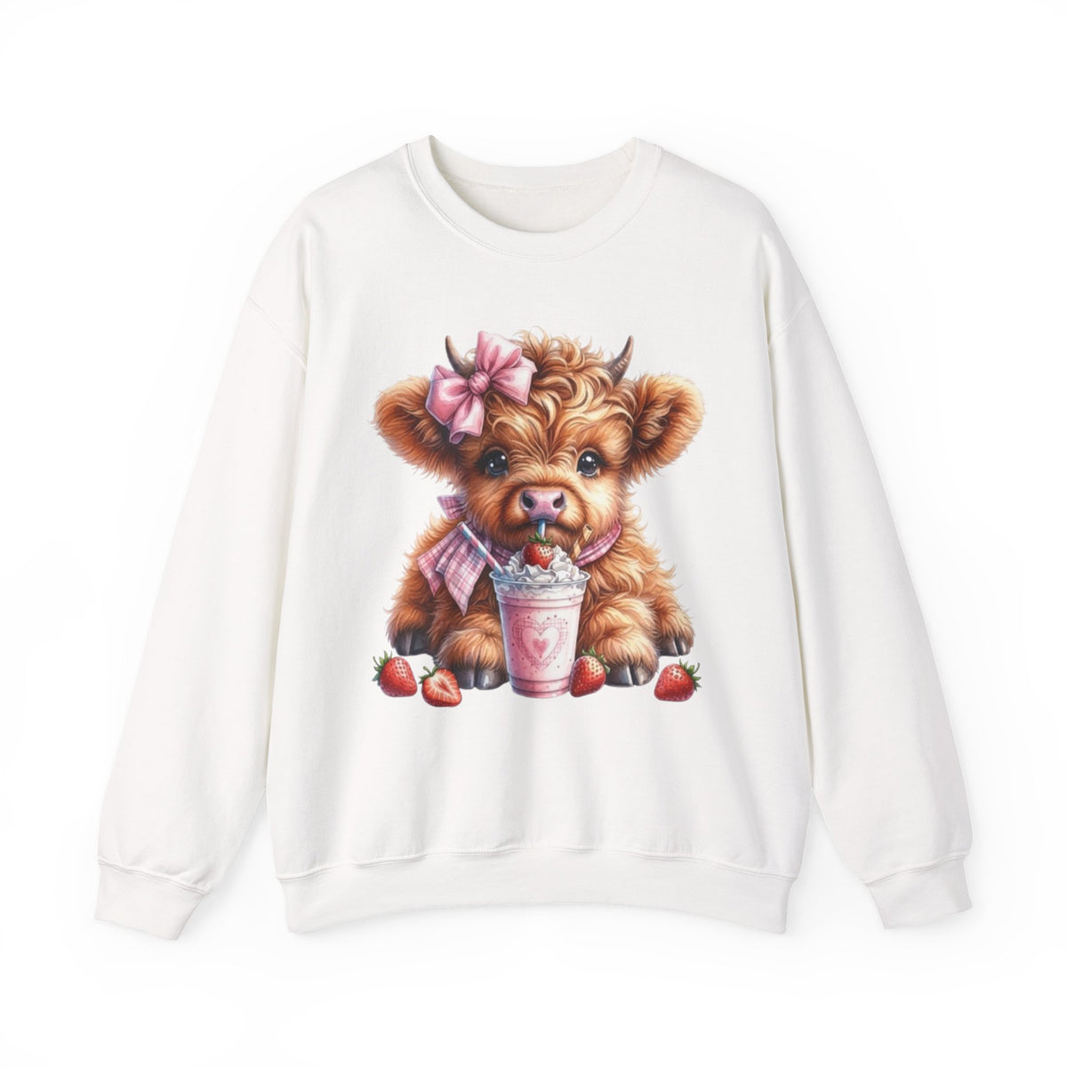 Sweatshirt mit Hochlandkalb und Erdbeerdrink