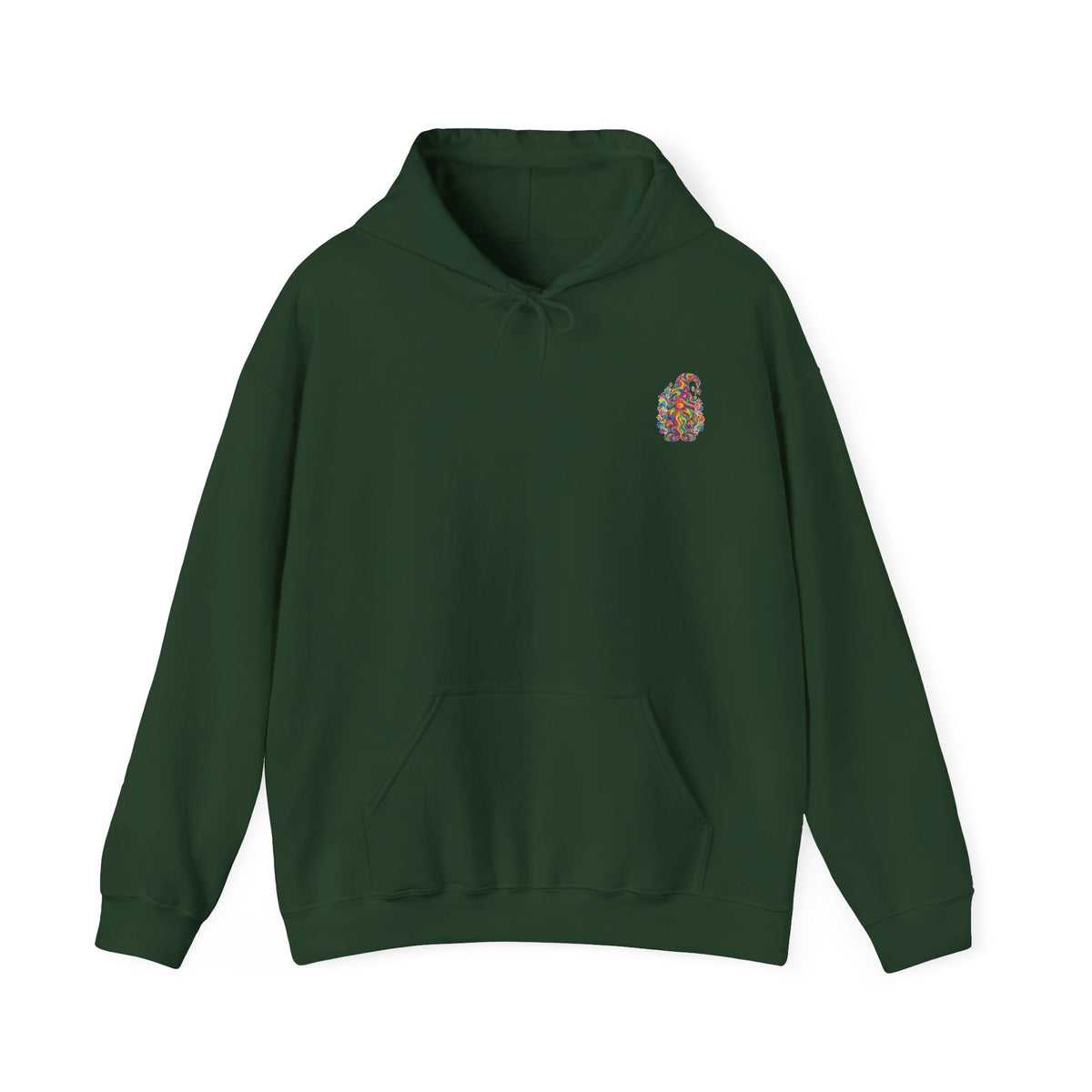 Hoodie mit buntem psychedelischem Wichtel-Motiv