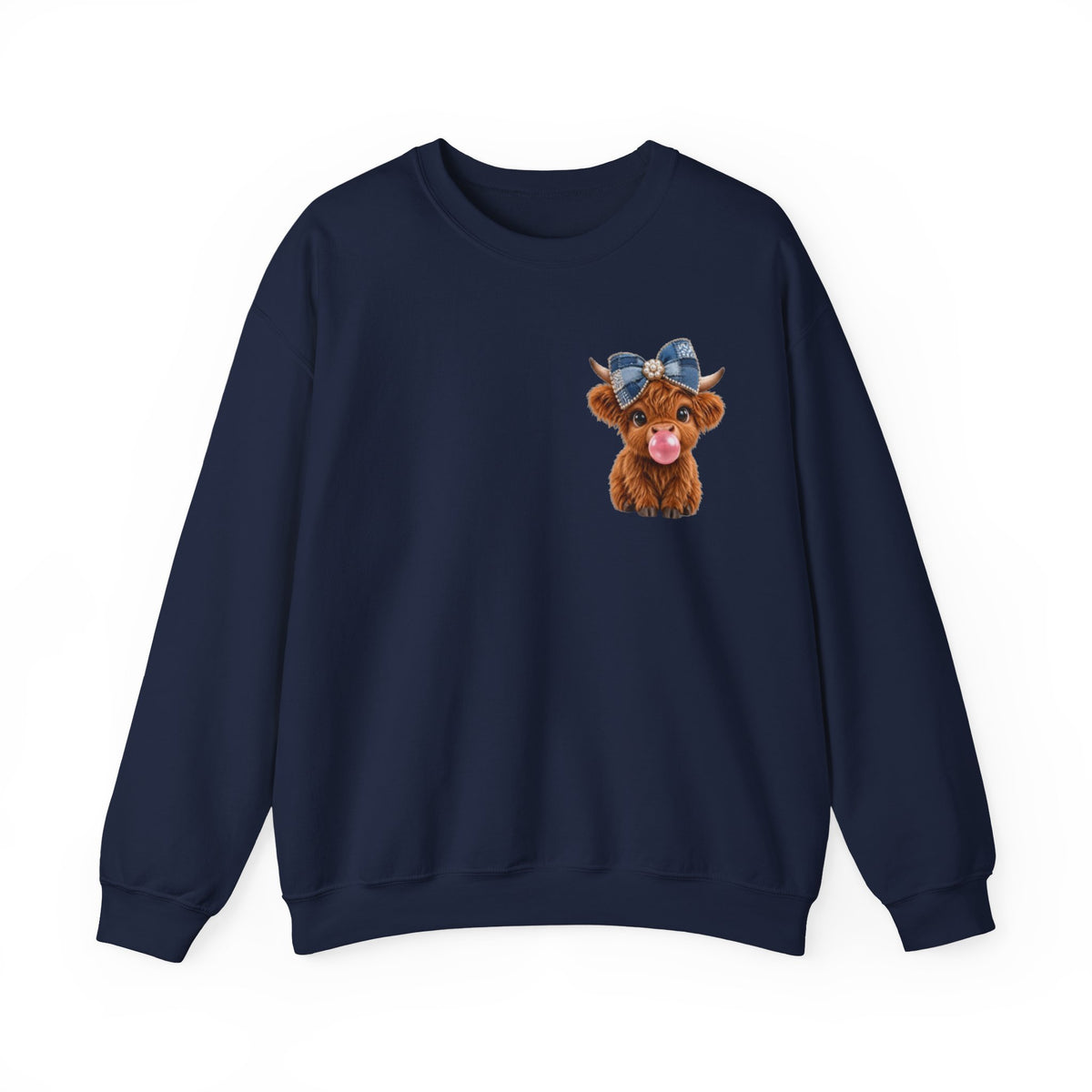 Sweatshirt mit niedlichem Hochlandrind – bestickt