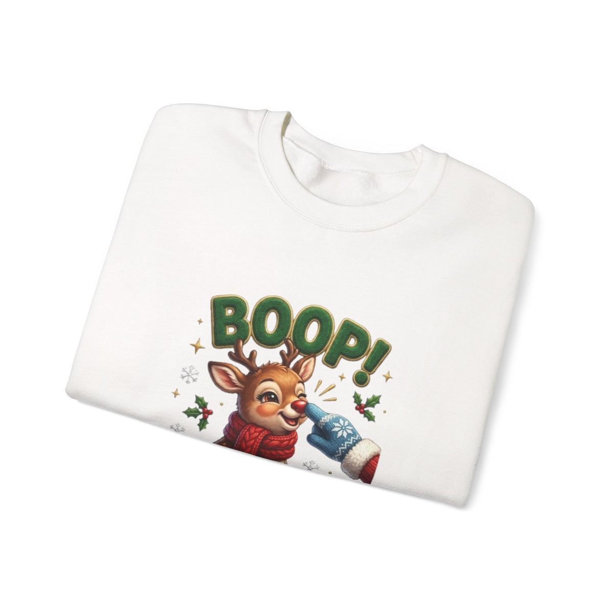 Weihnachtssweatshirt mit Rentier und „BOOP!“-Motiv