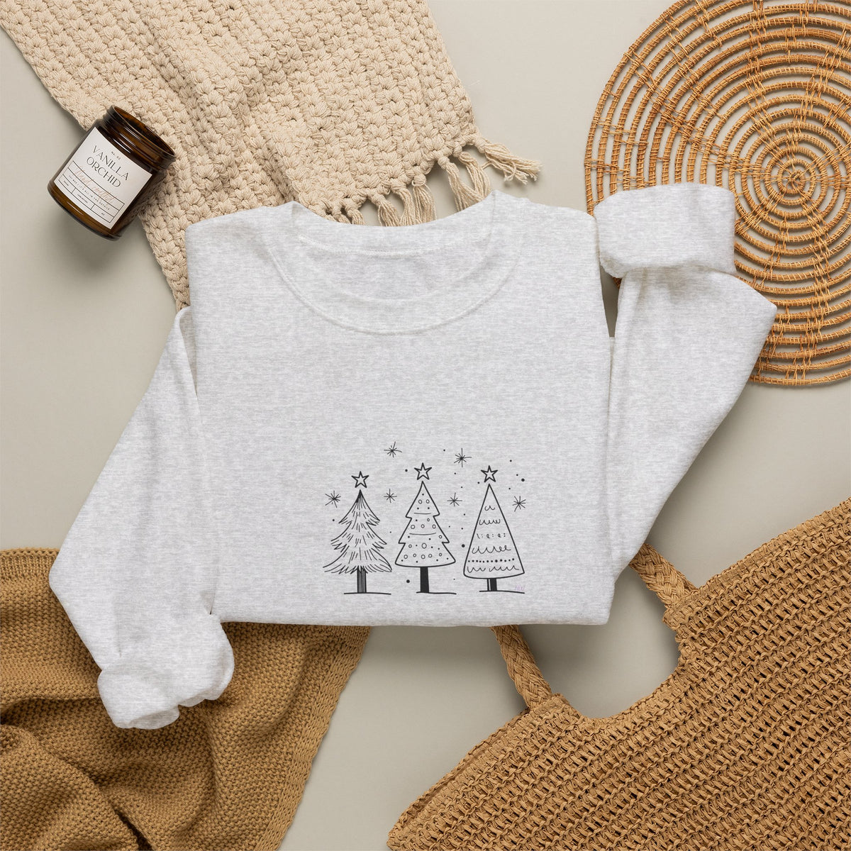 Minimalist Christmas Trees Holiday Crewneck Sweatshirt