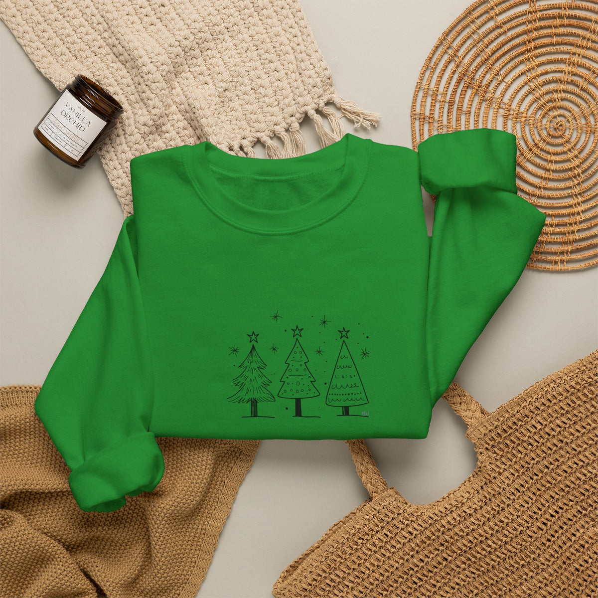 Minimalist Christmas Trees Holiday Crewneck Sweatshirt