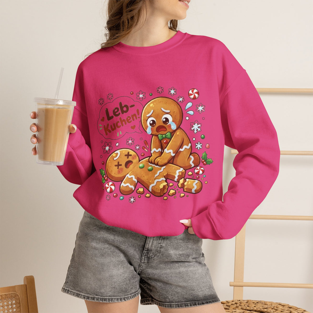 Weihnachtssweatshirt mit lustigem Lebkuchen-Motiv