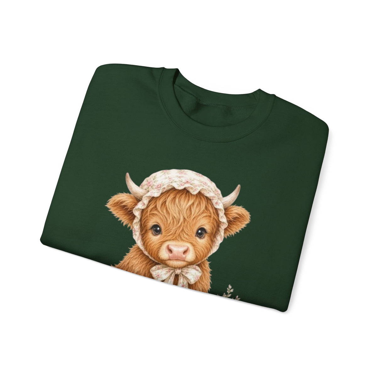 Sweatshirt mit Hochlandkalb und rosa Blumen