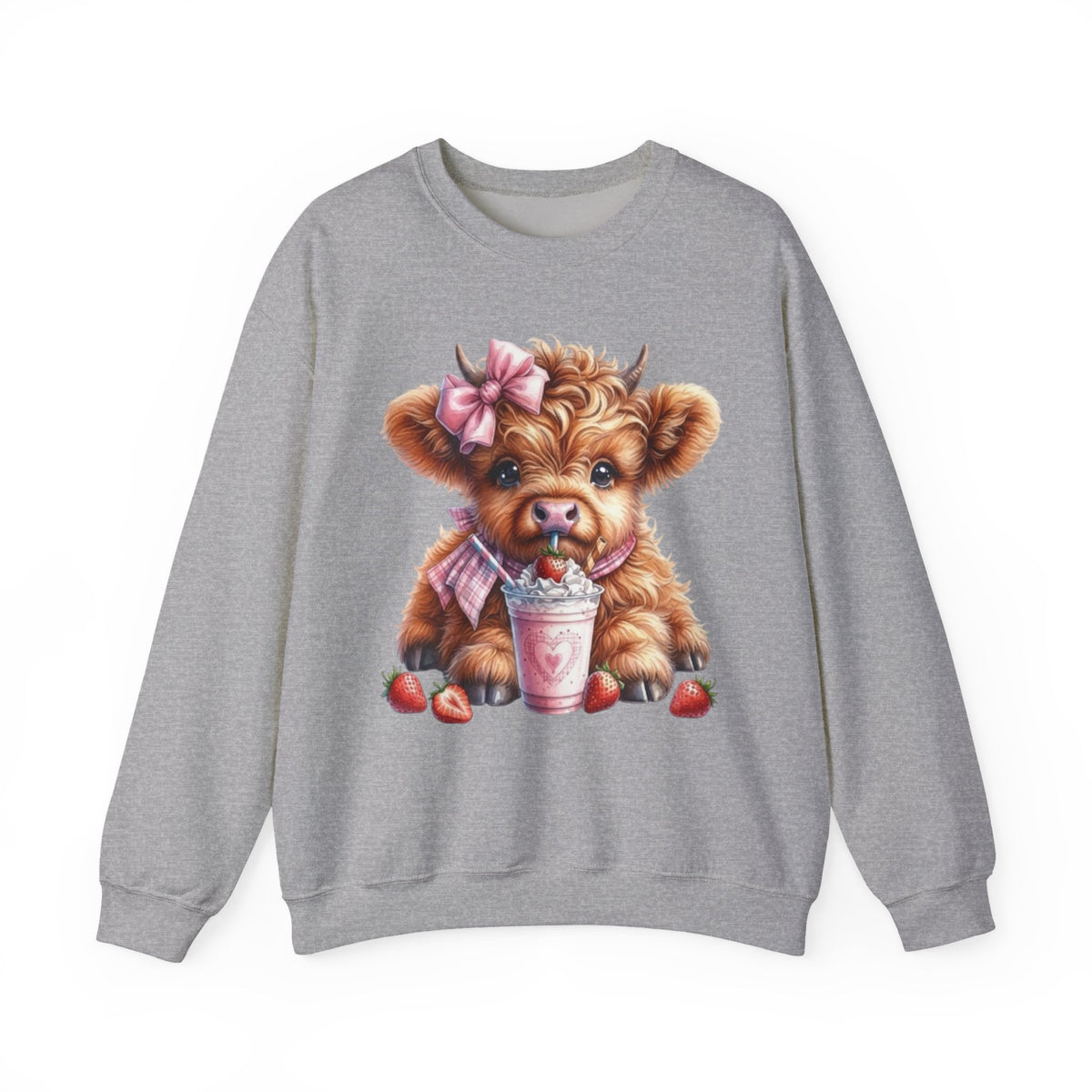 Sweatshirt mit Hochlandkalb und Erdbeerdrink