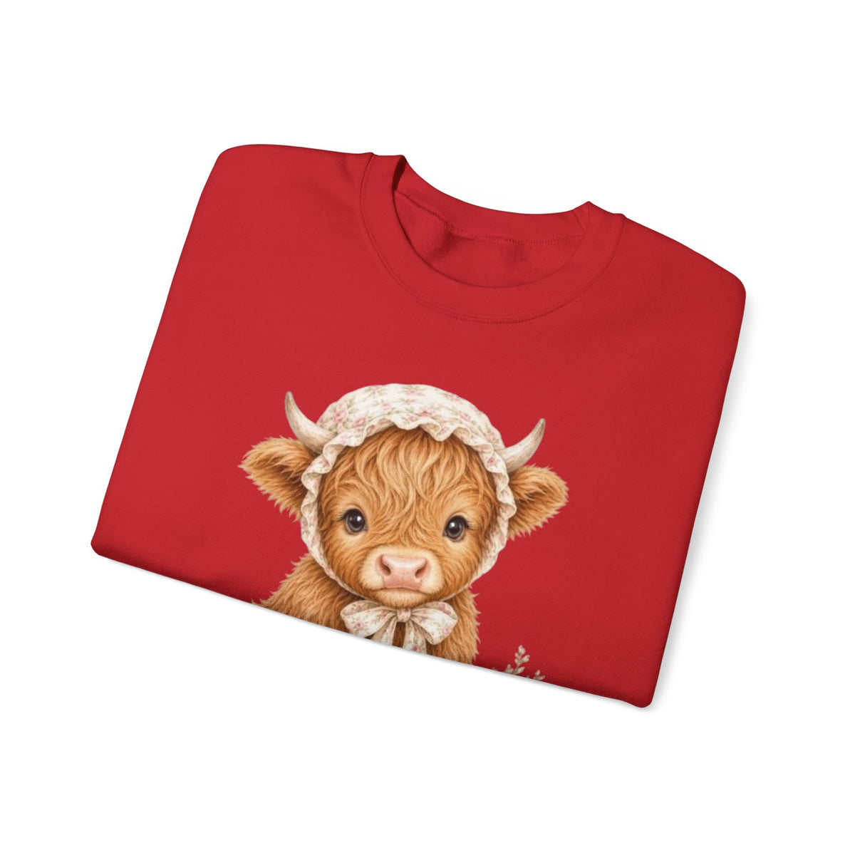Sweatshirt mit Hochlandkalb und rosa Blumen