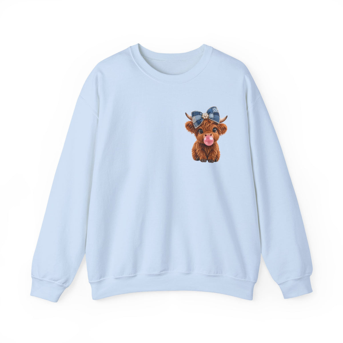 Sweatshirt mit niedlichem Hochlandrind – bestickt