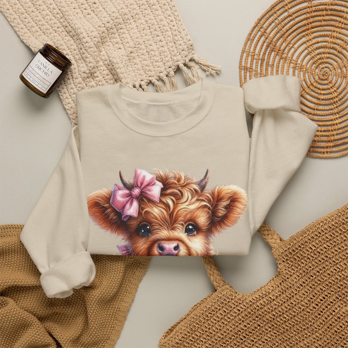 Sweatshirt mit Hochlandkalb und Erdbeerdrink