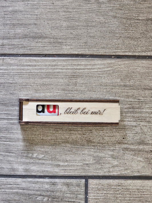 Holzkarte mit Gravur – „Du, bleib bei mir!“