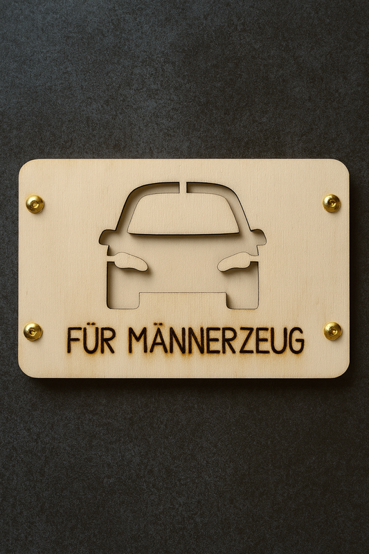 Holz-Geschenkkarte „Für Männerzeug“ – die perfekte Geschenkidee für echte Kerle!