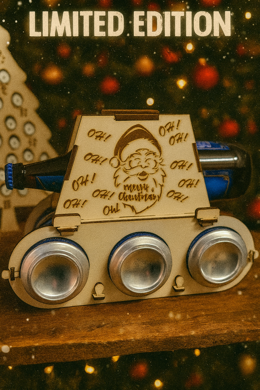 Holzdeko – Santa Claus Bier Panzer mit Gravur „Oh! Oh! Oh!” (Limitierte Edition)