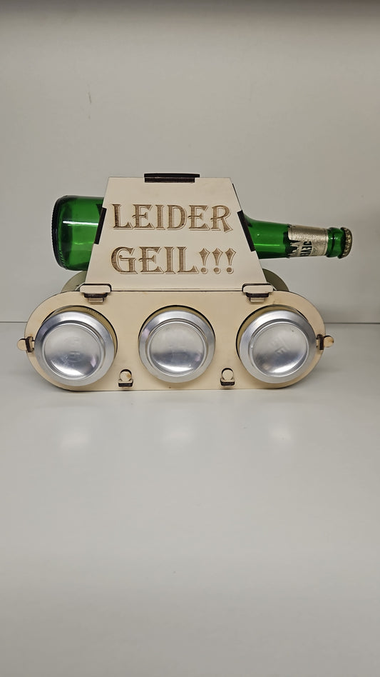 Bierhalter Panzer Leider Geil aus Holz mit Lasergravur