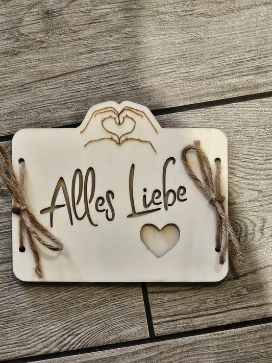 💖 Holzkarte „Alles Liebe“
