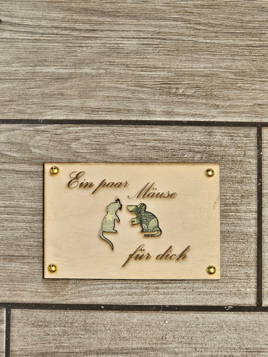 Holzkarte "Ein paar Mäuse für dich"