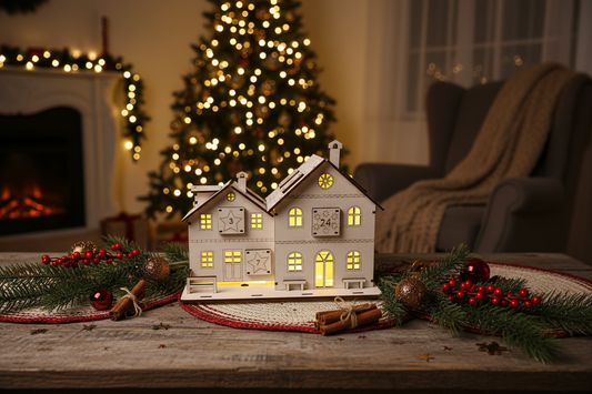 Adventskalender Holzhaus – Weihnachtliche Tischdekoration