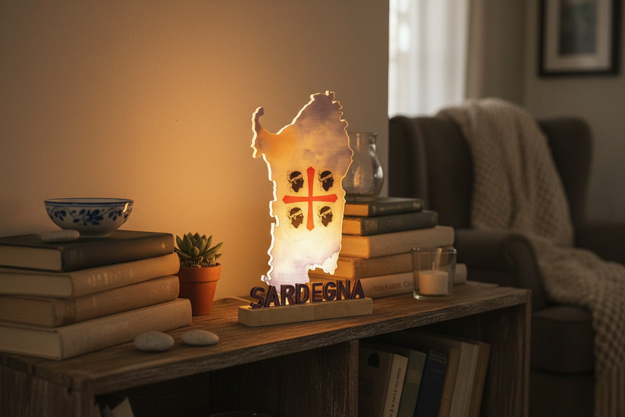 Handgefertigte Sardinien LED-Lampe im Wohnzimmer