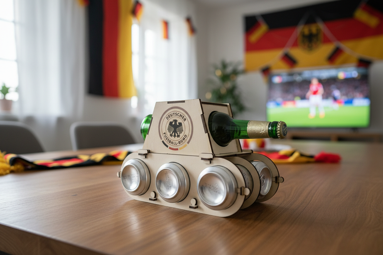 Panzer WM 2026 Lifestyle – Tisch mit Deutschlandfahnen