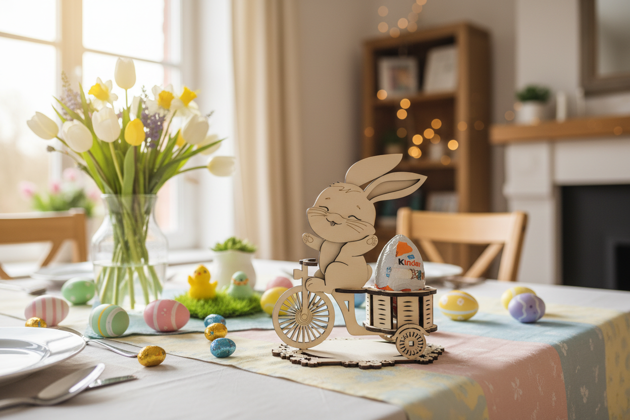 Osterhasen Dekoration auf festlicher Ostertafel