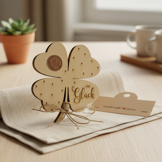 Glücksklee Geschenk mit Münze