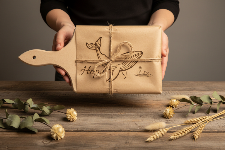 Lifestyle Schneidebrett Hope als Geschenk verpackt