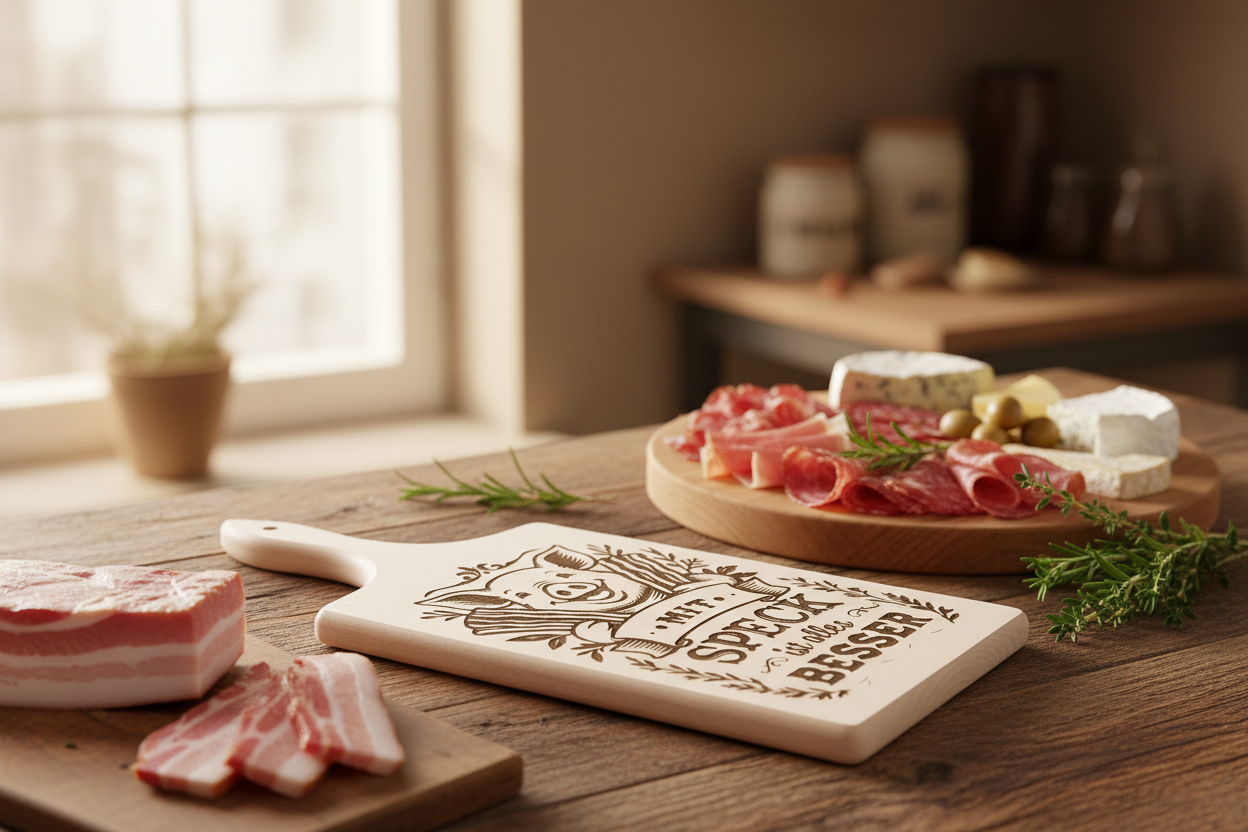 Lifestyle Schneidebrett Kueche mit Speck