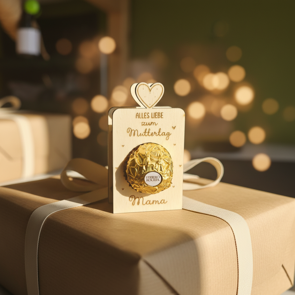 Holz-Pralinenhalter Alles Liebe zum Muttertag Geschenkpapier