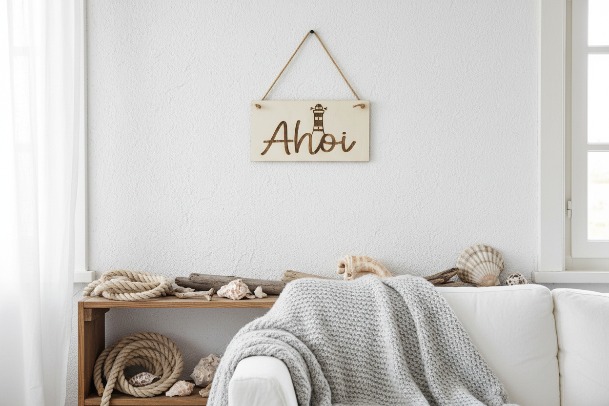 Holzschild Ahoi Leuchtturm – Lifestyle Innenraum
