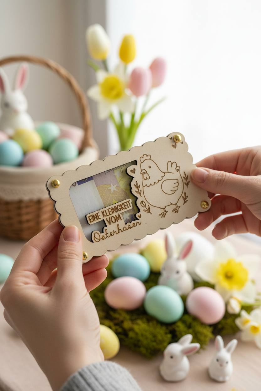 Ostergeschenk Holzkarte mit Geldschein - Lifestyle Foto