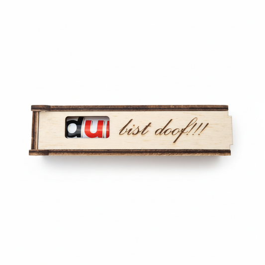 Holzgeschenk Du bist doof - Professionelle Produktfotografie ohne Spago