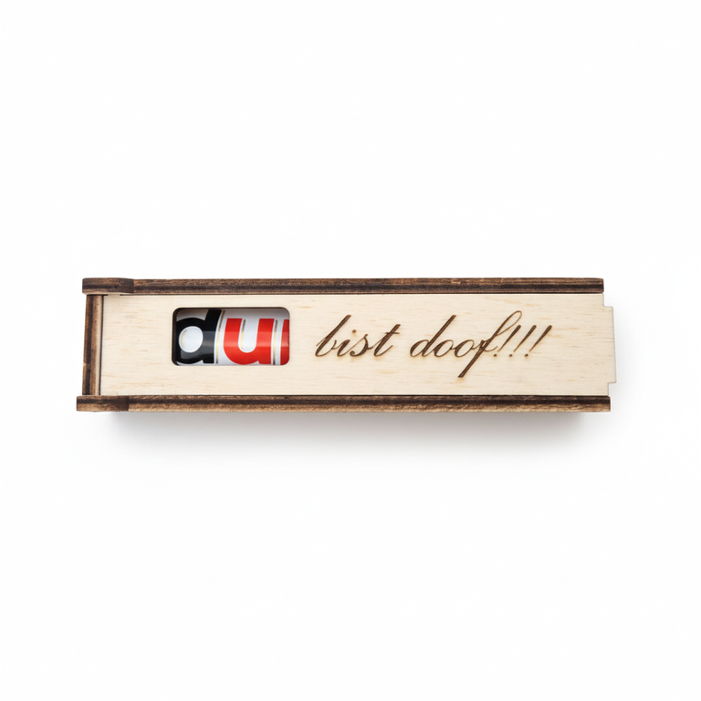 Holzgeschenk Du bist doof - Professionelle Produktfotografie ohne Spago