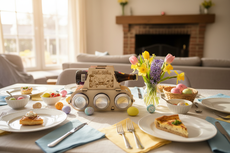 Oster-Bierträger-Panzer auf Brunch-Tisch