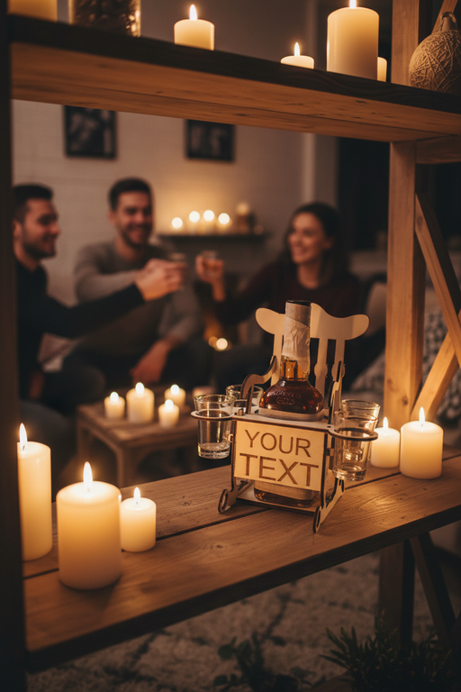 Personalisierter Whisky-Stuhl bei einer Feier mit Freunden