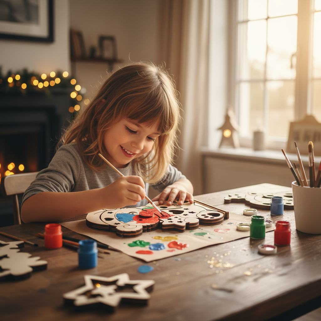 Kind bemalt handgefertigten Holz-Teddybär mit Farben
