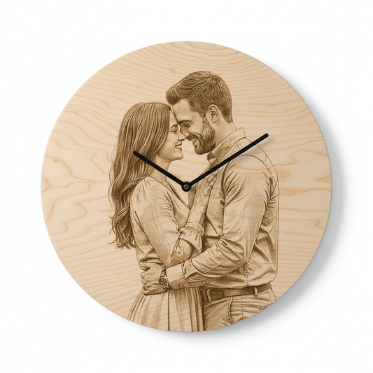 Wanduhr mit realistischer Fotogravur