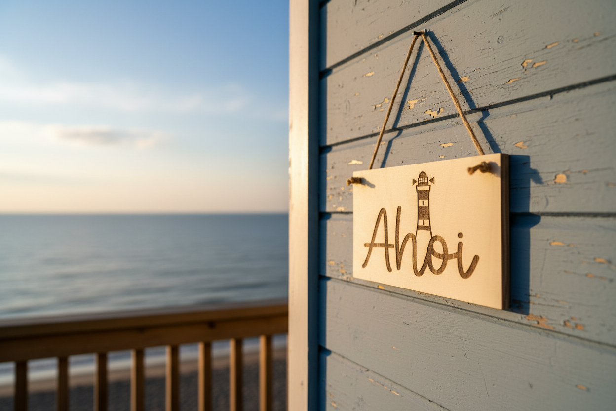 Holzschild Ahoi Leuchtturm – Lifestyle Strandhaus