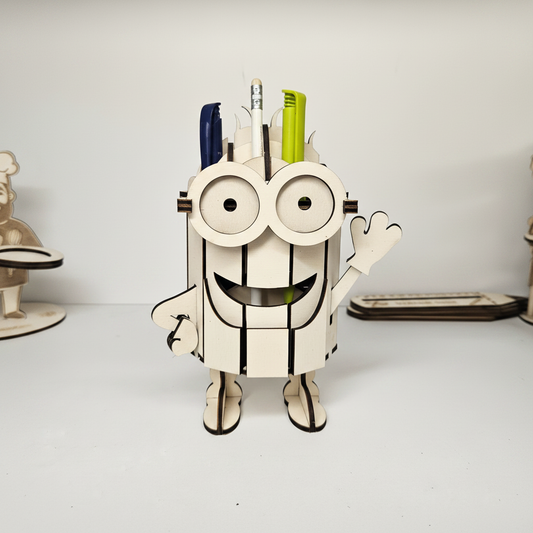 Minion Stiftehalter aus Holz – Schreibtisch-Organizer Laserschnitt