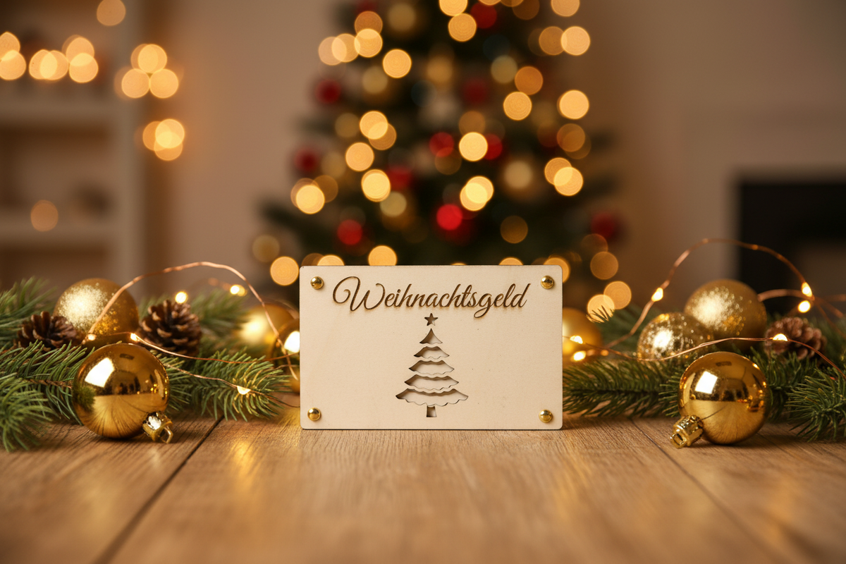 Holztafel Weihnachtsgeld Weihnachtsbaum mit Dekoration