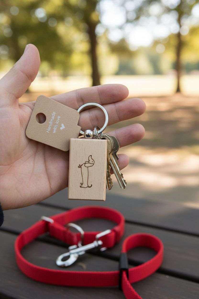 Dackel Schlüsselanhänger beim Gassi gehen - Perfektes Geschenk für Hundebesitzer