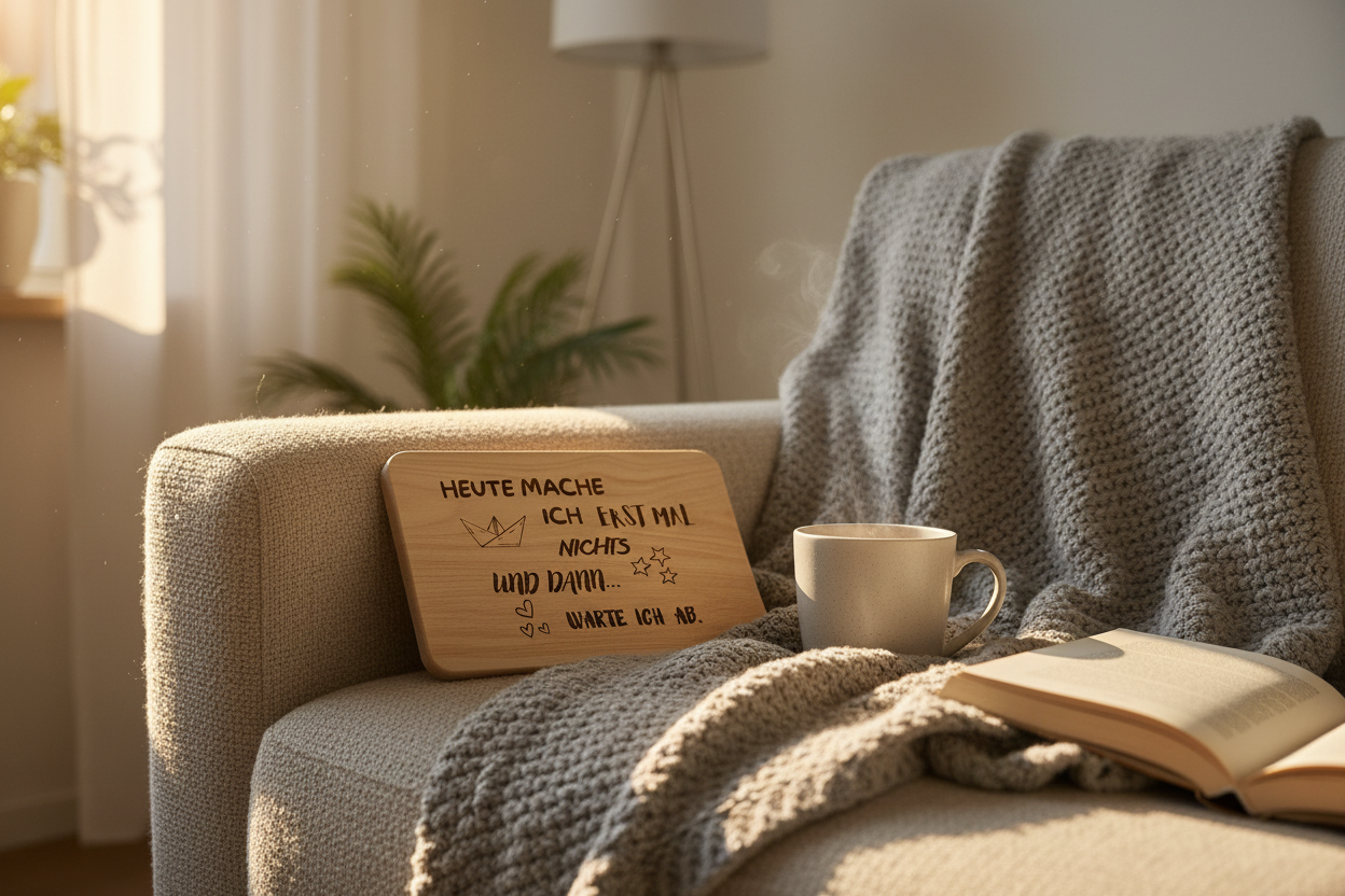 Lifestyle Holzbrett Sofa Hygge