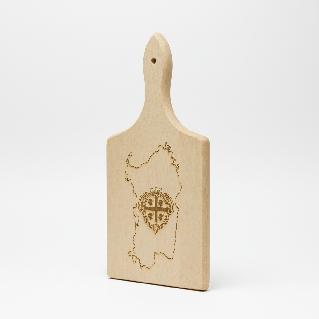 Handgefertigtes Holzbrett Sardinien mit sardischer Flagge - Professionelle Produktfotografie